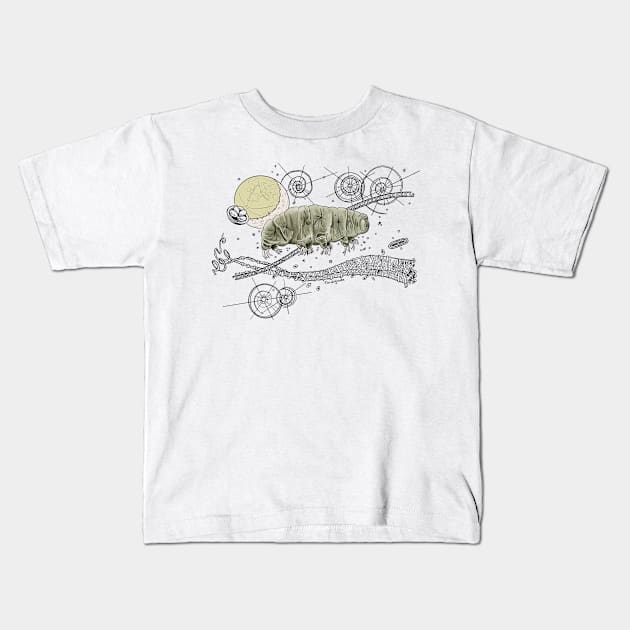 Tardigrade and Moon Doodle Kids T-Shirt by mernstw